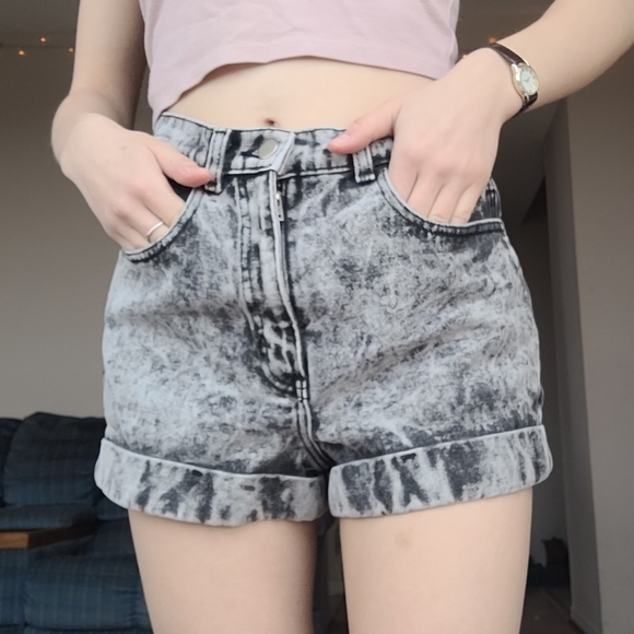 American Apparel Pants - AMERICAN APPAREL HIGH WAISTED BLACK ACID WASH
